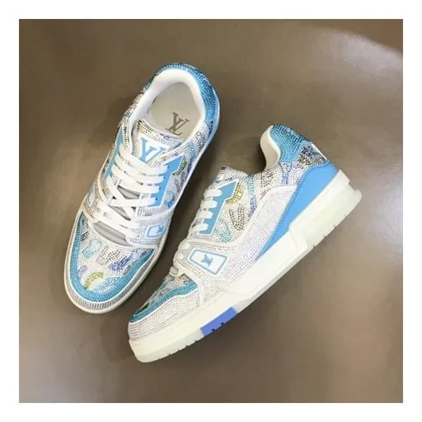 루이비통 남성 블루 스니커즈 - Louis vuitton Mens Blue Sneakers… - 1
