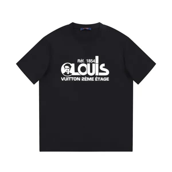 루이비통 남성 블랙 크루넥 반팔티 - Louis vuitton Mens Black Shor… - 1