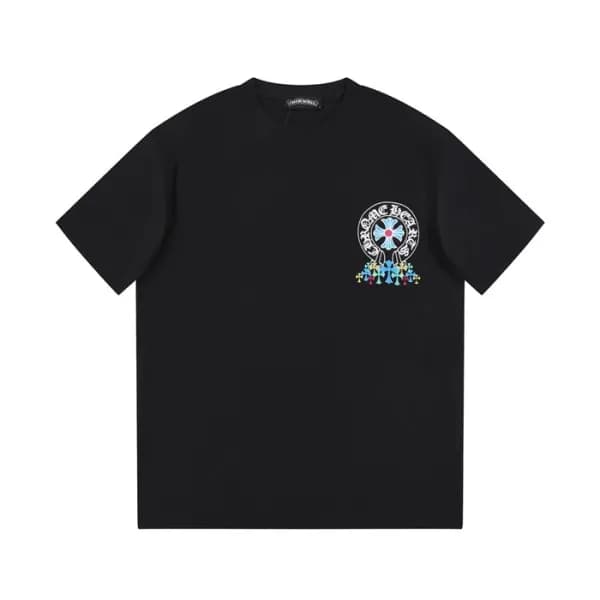 크롬하츠 남성 블랙 크루넥 반팔티 - Chrom Hearts Mens Black Short… - 1