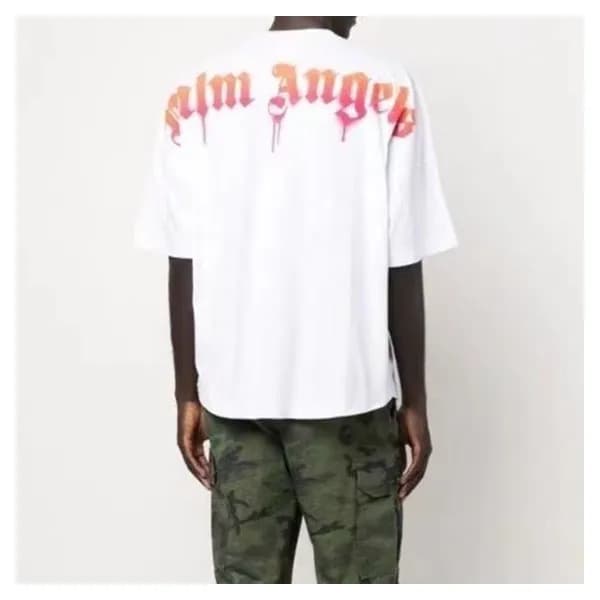 팜 엔젤스 남성 화이트 크루넥 반팔티 - Palm Angels Mens White Tshi… - 1