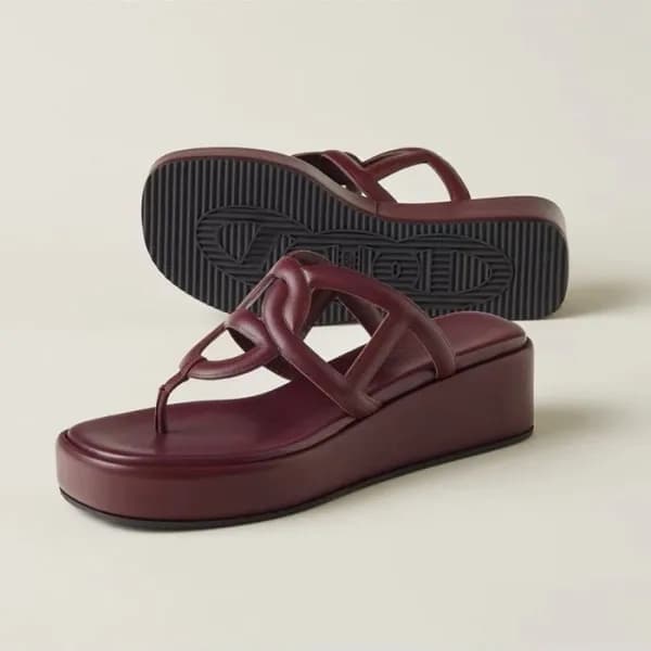에르메스 여성 베이직 버건디 뮬 - Hermes Womens Burgundy Mule - … - 1