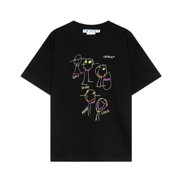 오프화이트 남성 모던 블랙 반팔티 - Off white Mens Black Short sl… - 1