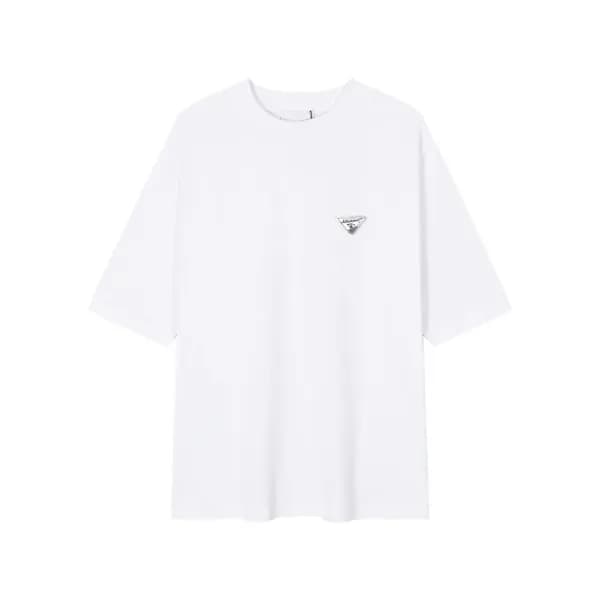프라다 남성 크루넥 화이트 반팔티 - Prada Mens White Short sleeve… - 1