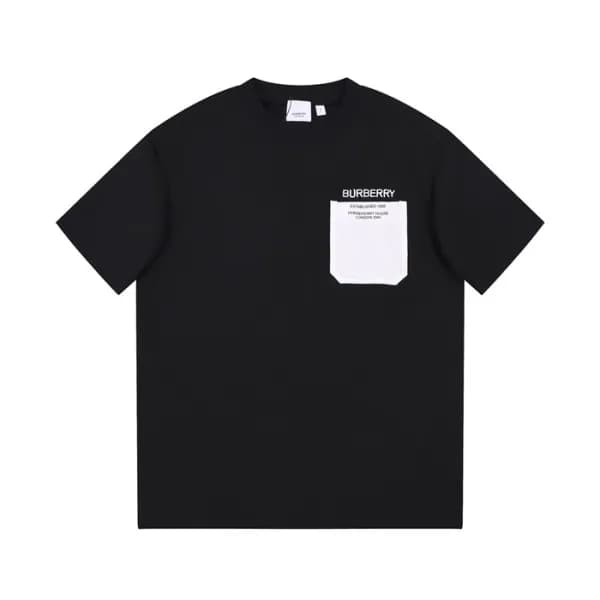 버버리 남성 블랙 크루넥 반팔티 - Burberry Mens Black Short Slee… - 1