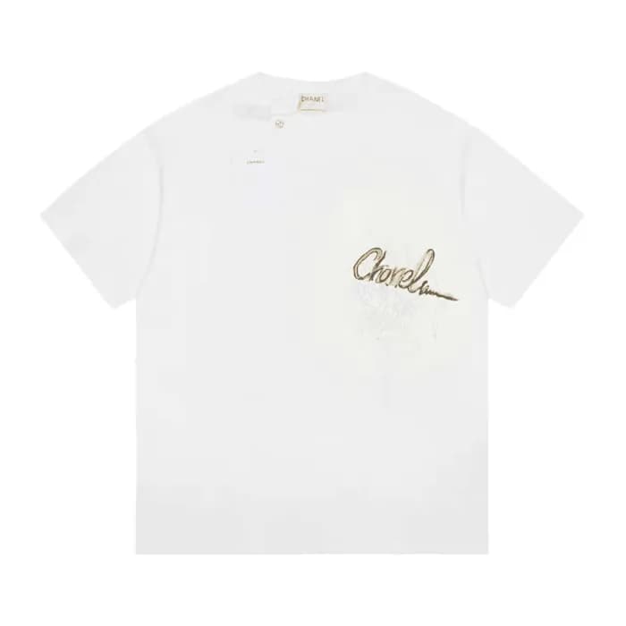 샤넬 남/녀 크루넥 화이트 반팔티 - Chanel Unisex White Tshirts -… - 1