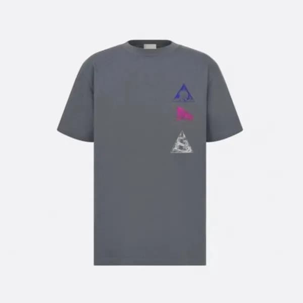 디올 남성 그레이 크루넥 반팔티 - Dior Mens Gray Short sleeved T… - 1