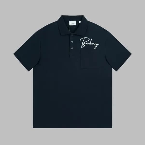 버버리 남성 네이비 폴로 반팔티 - Burberry Mens Navy Short Sleev… - 1