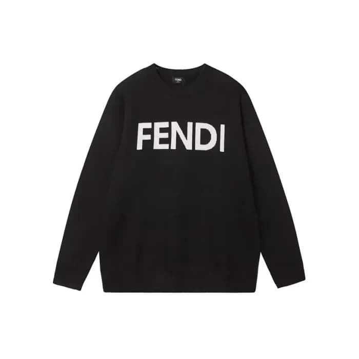 펜디 남성 블랙 크루넥 스웨터 - Fendi Mens Black Sweaters - fe5… - 1