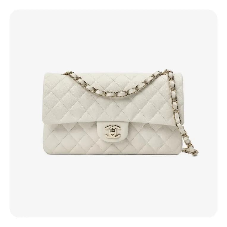 샤넬 클래식 캐비어 미디움 화이트 골드 - Chanel Classic Caviar Medi… - 1