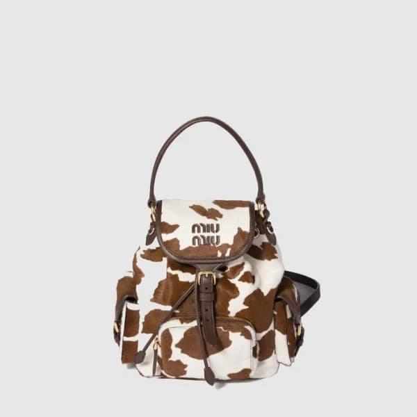 미우미우 여성 프린트 가죽 백팩 - MiuMiu Womens Printed Leather … - 1
