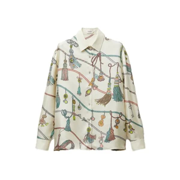 베르사체 여성 프린트 실크 트윌 셔츠 - Versace Womens Printed Silk Twill Shirt - vec16264x