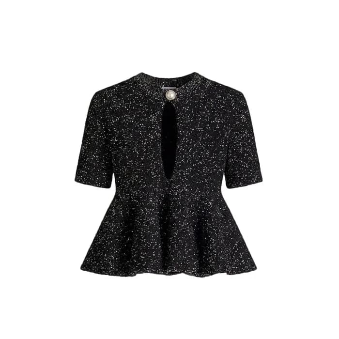 디올 여성 반팔 페플럼 가디건 - Dior Womens Short-Sleeved Peplum Cardigan - dic17110x