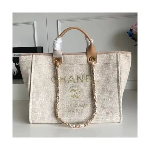 Chanel 2018 Canvas Deauville Tote Shoulder Bag,39C… - 1