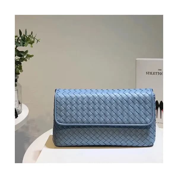 Bottega Veneta Leather Sky Blue Women Chain Cross… - 1