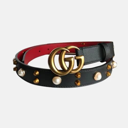 Gucci 2019 Ladies Pearl GG Buckle Leather Belt - 구… - 1
