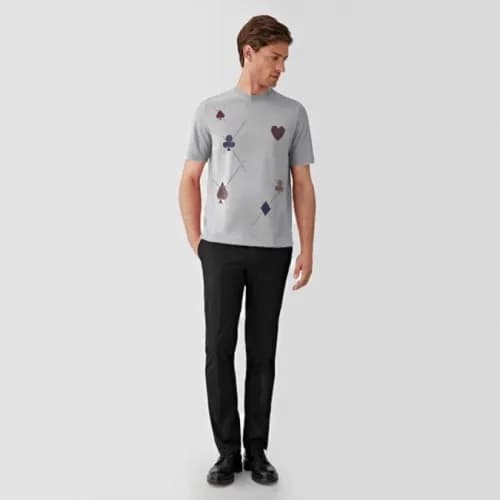 Hermes 2019 Mens Crew - neck Cotton Short Sleeved … - 1