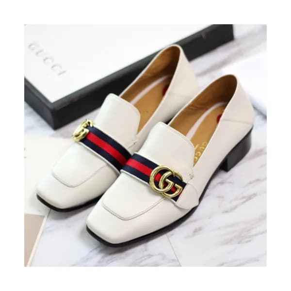Gucci 2019 Ladies Strap GG Metal Logo Leather Loaf… - 1