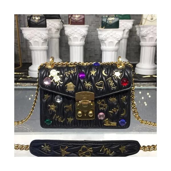 MiuMiu 2019 Matelasse Doodle Chain Shoulder Cross… - 1