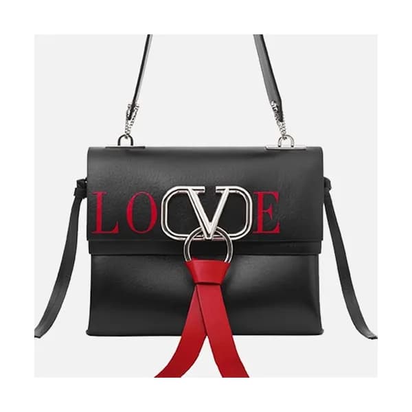 Valentino 2019 V-ring Leather Shoudler Bag,24CM - … - 1