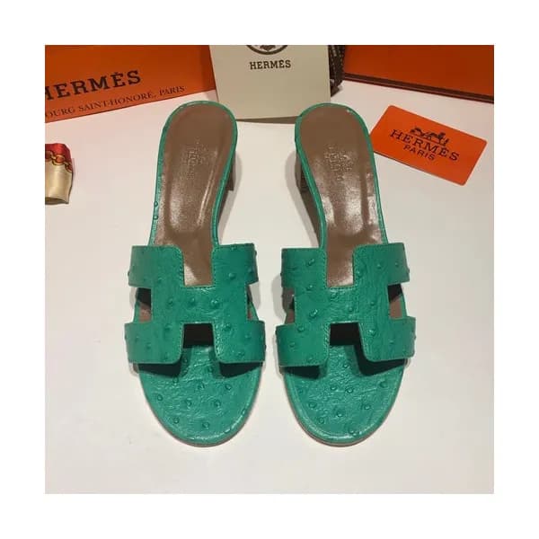 Hermes 2019 Ladies Oasis Leather Middle Heel Slipp… - 1