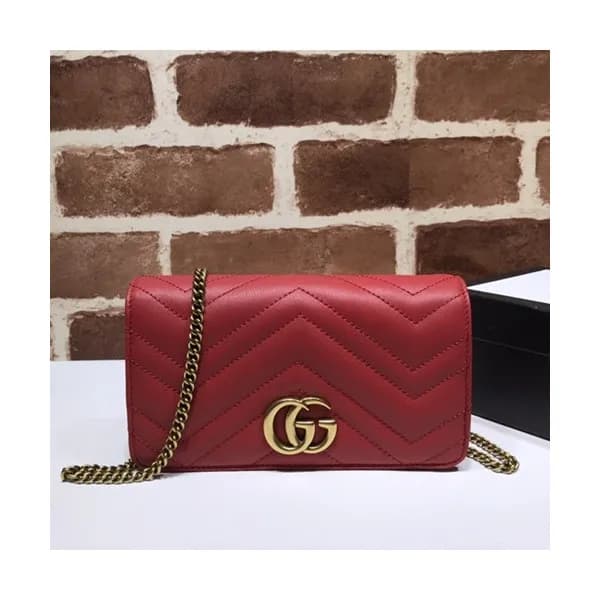 Gucci 2019 Marmont Mini Leather Chain Shoulder Cro… - 1