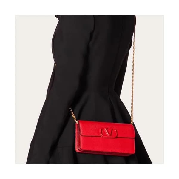Valentino 2019 Leather Vsling Chain Shoudler Cross… - 1