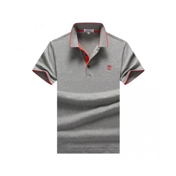 Hermes 2019 Mens Logo Cotton Polo Short Sleeved Ts… - 1