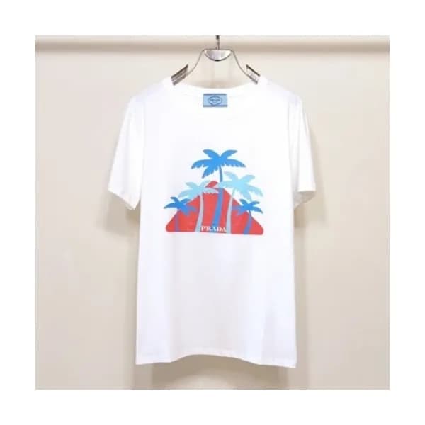 Prada Mens Basic Logo Short Sleeved Tshirts White… - 1