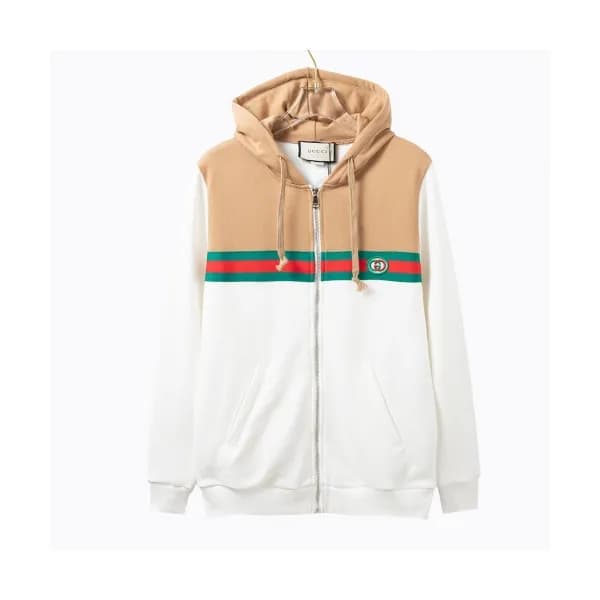 Gucci Unisex Logo Casual Cotton Hoodie White - 구찌… - 1