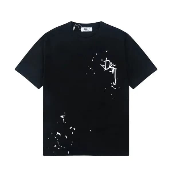 디올 남자 크루넥 블랙 반팔티 - Unisex Black Short-sleeved Tshi… - 1