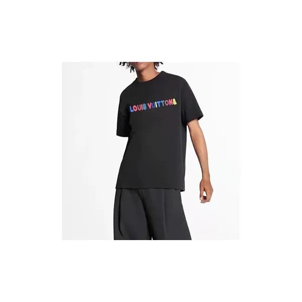 루이비통 남/여 크루넥 블랙 반팔티 - Unisex Black Tshirts - lou03… - 1
