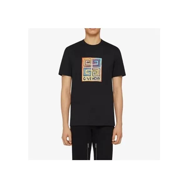 지방시 남성 크루넥 블랙 반팔티 - Mens Black Tshirts - giv0614x - 1
