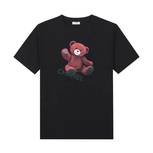 샤넬 남/여 크루넥 블랙 반팔티 - Unisex Black Tshirts - chl0860… - 1