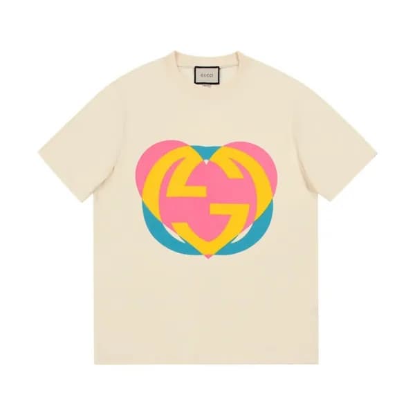 구찌 남/녀 크루넥 아이보리 반팔티 - Unisex Ivory Tshirts - guc04… - 1