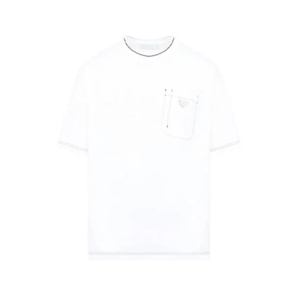 프라다 남성 화이트 크루넥 반팔티 - Mens White Tshirts - Pra02665… - 1