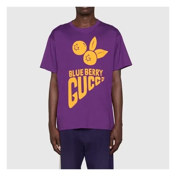 구찌 남성 크루넥 퍼플 반팔티 - Mens Purple Tshirts - guc04753x - 1