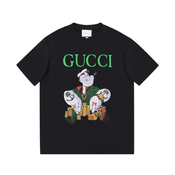 구찌 남/녀 크루넥 블랙 반팔티 - Unisex Black Tshirts - guc0482… - 1