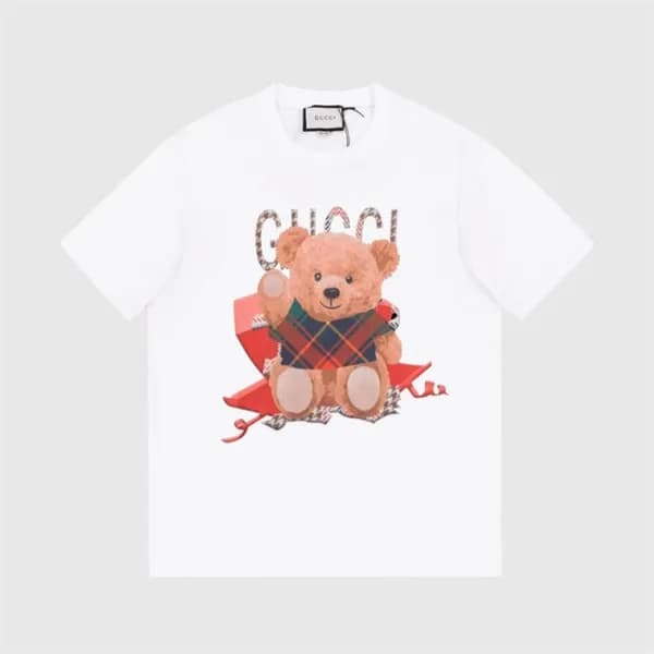 구찌 남/녀 화이트 크루넥 반팔티 - Unisex White Tshirts - guc049… - 1