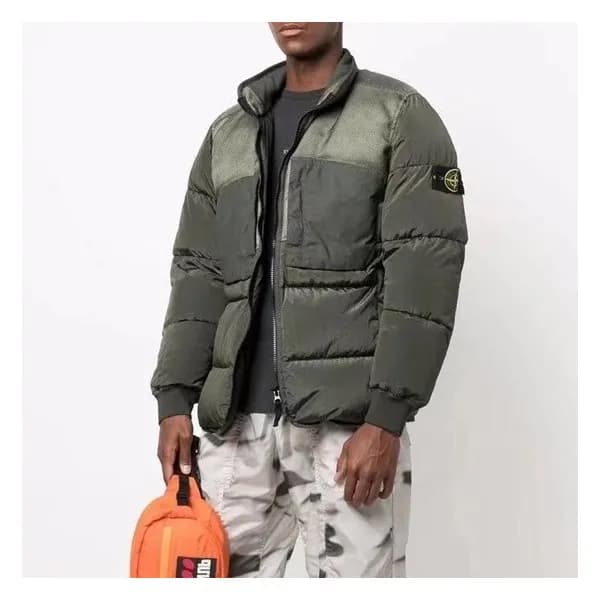 스톤아일랜드 남성 카키 구스다운 패딩 - Stone Island Mens Khaki Pad… - 1