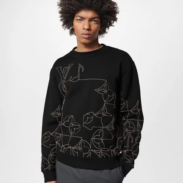 루이비통 남성 모던 블랙 맨투맨 - Louis vuitton Mens Black Tshir… - 1