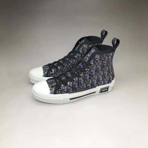 디올 남/녀 블랙 하이탑 스니커즈 - Dior Unisex Black Sneakers - … - 1