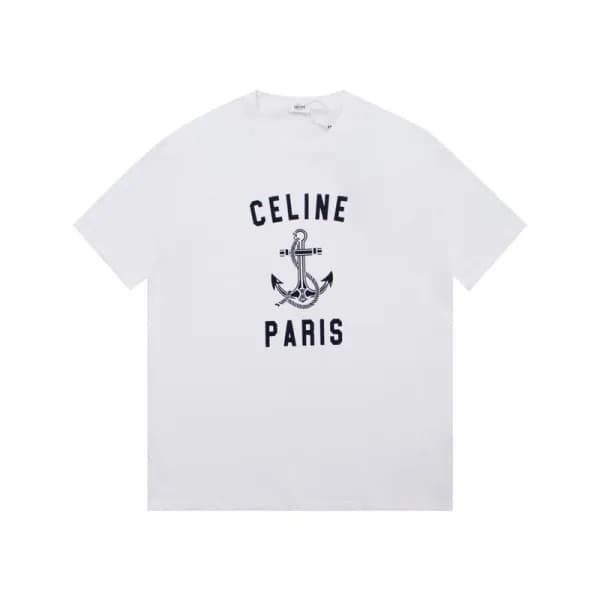 셀린느 남성 화이트 크루넥 반팔티 - Celine Mens White Short sleev… - 1