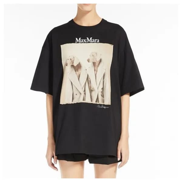 막스마라 여성 블랙 크루넥 반팔티 - Maxmara Womens Black Short sl… - 1