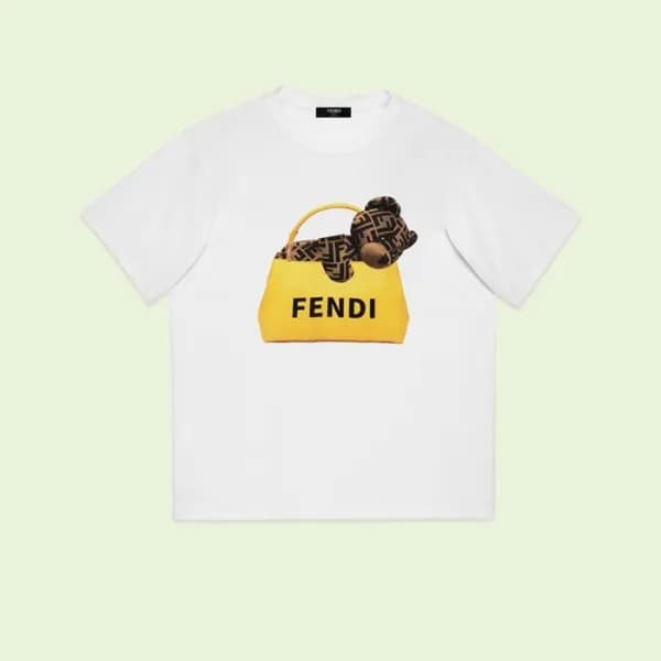 펜디 남성 화이트 크루넥 반팔티 - Fendi Mens White Short sleeved… - 1