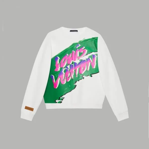 루이비통 남/녀 화이트 맨투맨 - Louis vuitton Unisex White Tshi… - 1