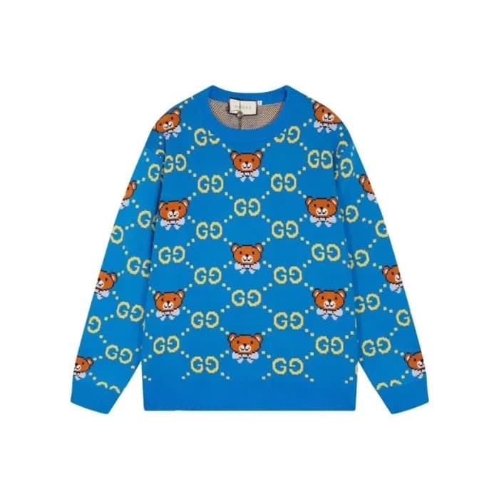 구찌 남/녀 캐쥬얼 크루넥 블루 스웨터 - Gucci Unisex Blue Sweaters… - 1