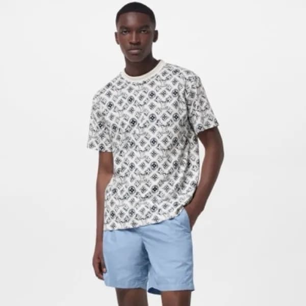 루이비통 남성 화이트 반팔 티셔츠 - Louis vuitton Mens White Tshi… - 1