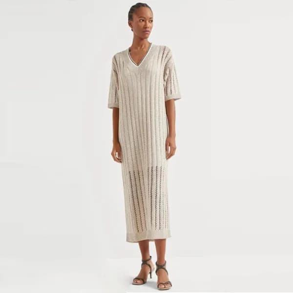 브루넬로쿠치넬리 여성 브이넥 원피스 - Brunello Cucinelli Womens V-… - 1