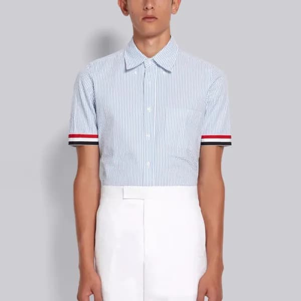톰브라운 남성 클래식 반팔 셔츠 - Thom Browne Mens Dress Shirts … - 1
