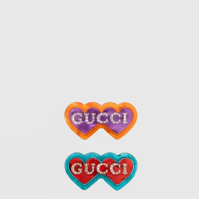 구찌 여성 쌍심 스타일 헤어핀 - Gucci Womens Double Heart Style Hairpin - acc10648x - 1